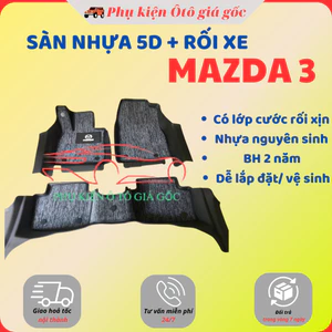 Thảm lót sàn NHỰA 5D TRÀN VIỀN xe MAZDA 3 đời 2016 - 2025 đúc nguyên khối- không mùi, dễ vệ sinh lau rửa - 2 hàng