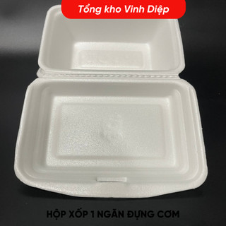 Combo 145~150 hộp xốp chữ nhật không ngăn/ 1 ngăn lớn đựng cơm, bún, bánh tráng trộn, đồ ăn