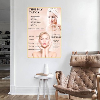 [TRANH CHĂM SÓC DA MẶT] Tranh Chuyên Điều Trị Chăm Sóc Da Chuyên Sâu Cho Spa Thẩm Mỹ Viện - Tranh Laminate Tráng Gương