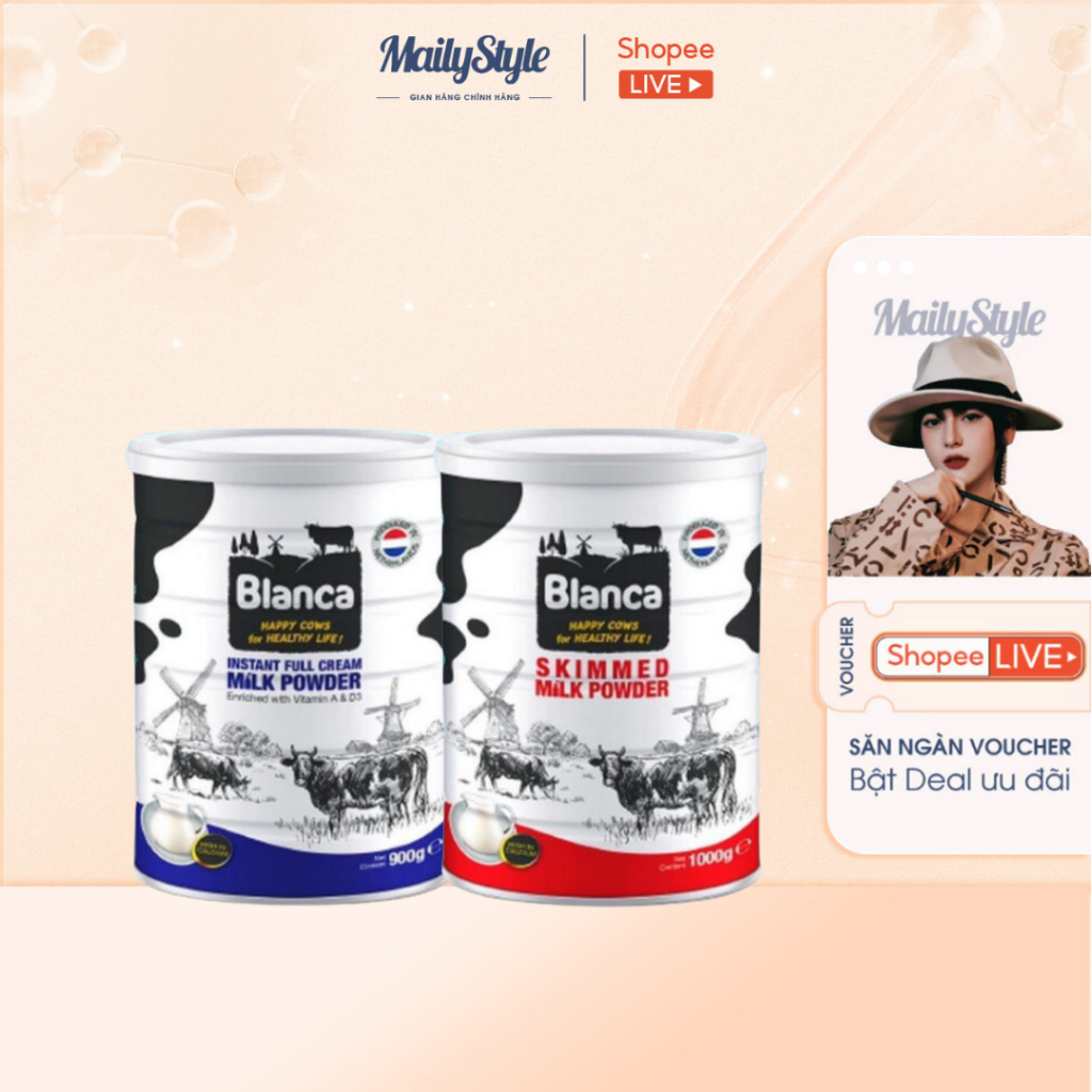 A130_ Sữa Tươi Dạng Bột Blanca Hà Lan Lon 900Gr/1000Gr