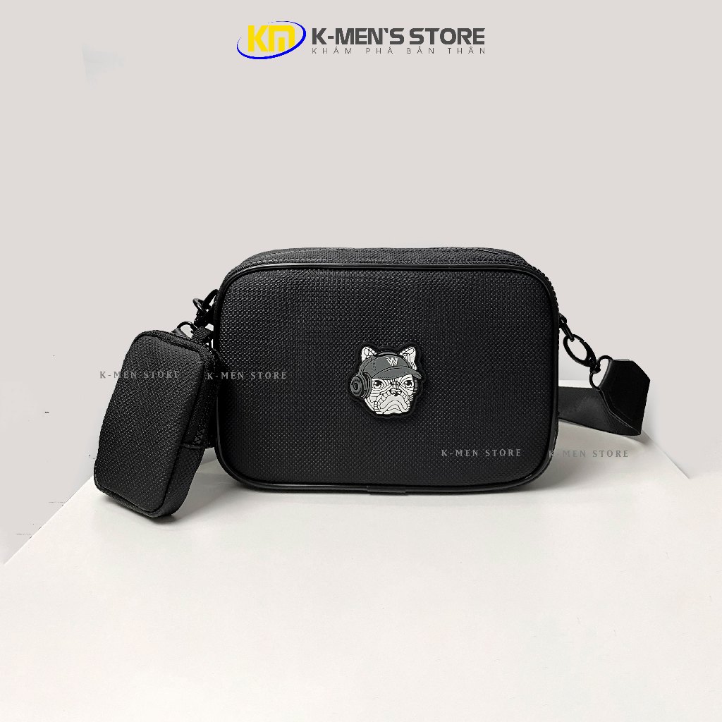 Túi đeo chéo da nam LW MULTIBAG CrossBody màu đen chống nước
