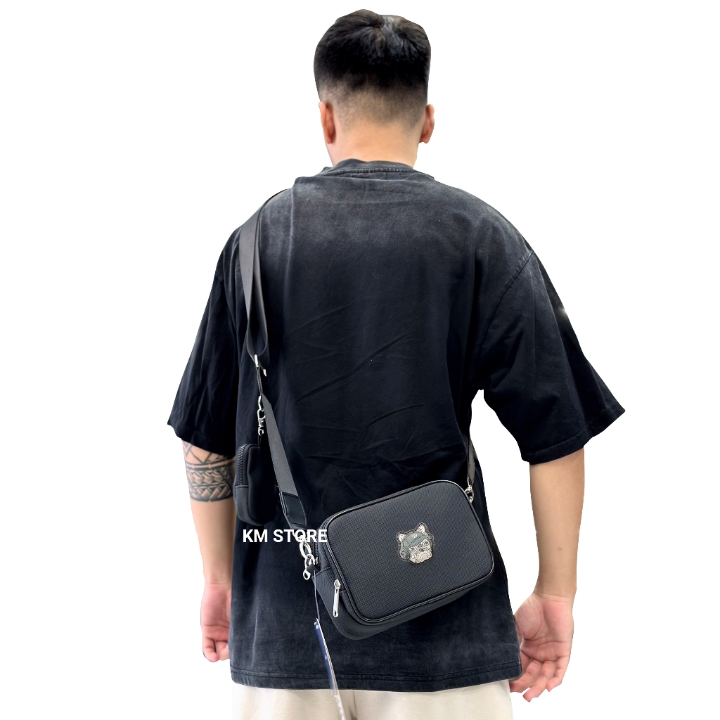 Túi đeo chéo da nam LW MULTIBAG CrossBody màu đen chống nước