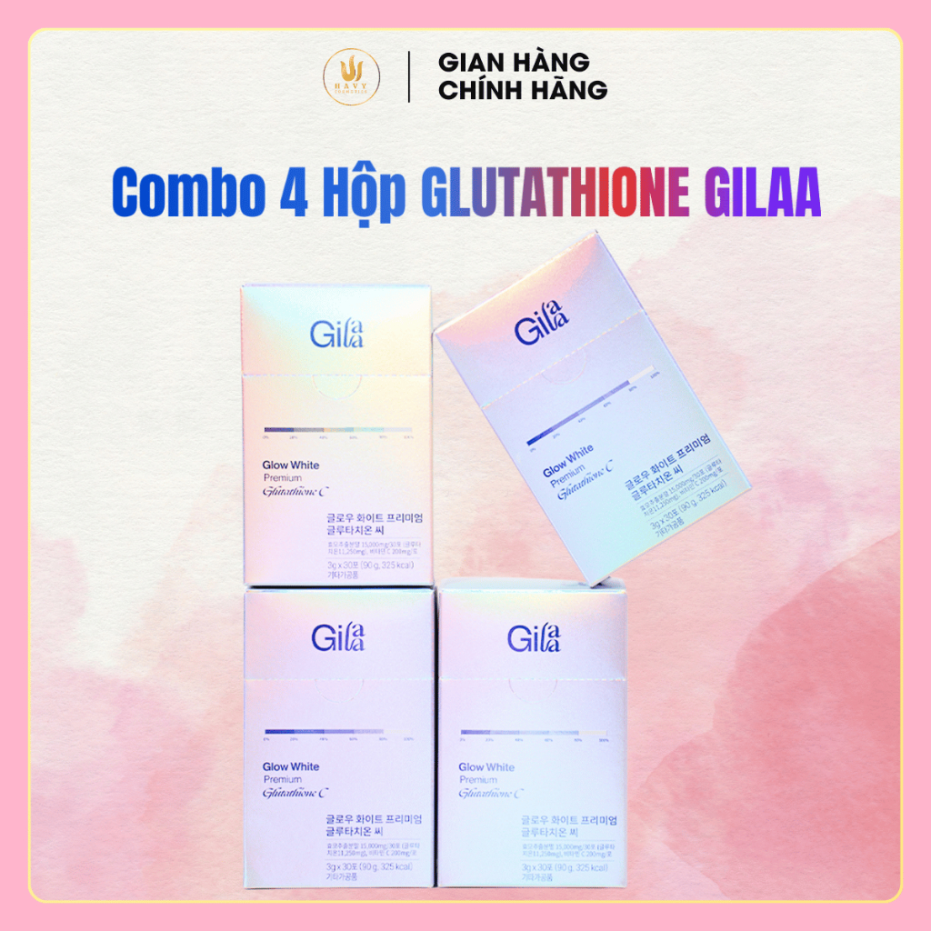 COMBO 4 HỘP BỘT NGẬM TRẮNG DA GLUTATHIONE C GILAA (4 x 30 Gói)