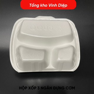 Combo 140-150 chiếc hộp xốp 3 ngăn đựng cơm, đồ ăn