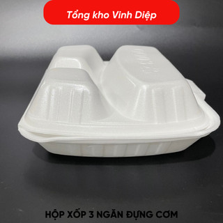 Combo 140-150 chiếc hộp xốp 3 ngăn đựng cơm, đồ ăn