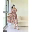 Đầm midi hoa hồng xếp ly ngực tay lỡ A2414