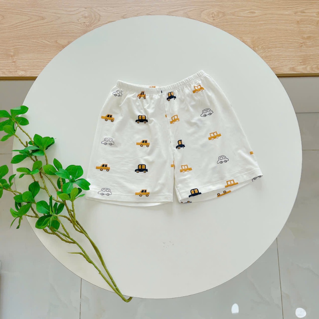 Bộ đùi bé trai sợi sồi Modal Lá Homewear A245 mềm mát lạnh, bộ cộc tay bé trai mặc hè hình xe