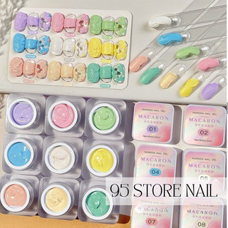 Set gel thạch cao 9 màu macaron  tông màu pastel , gel nặn hoa , vẽ nổi , chà được tráng gương