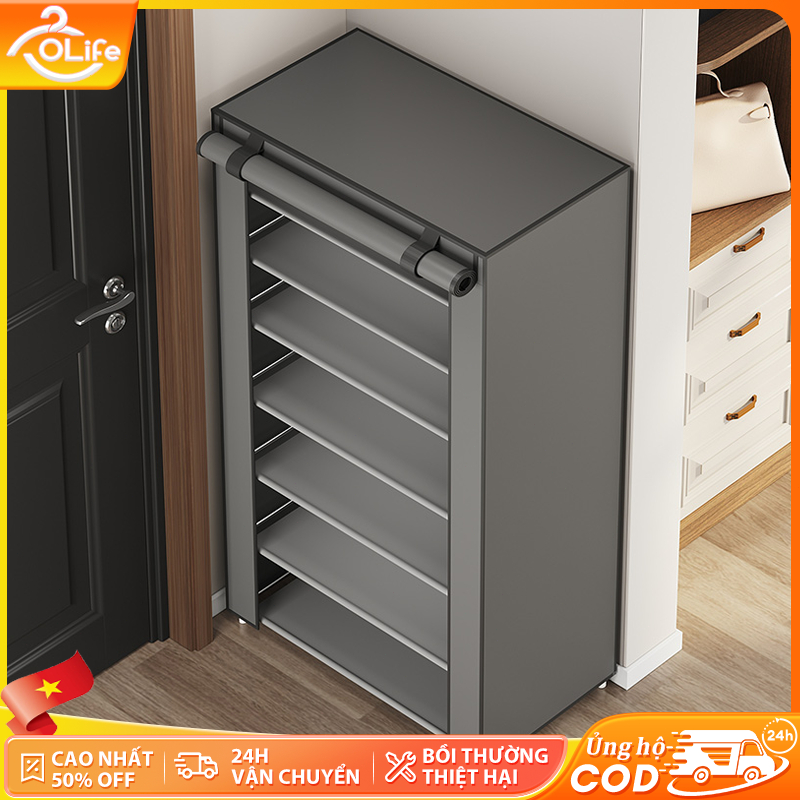 𝐎𝐥𝐢𝐟𝐞 Kệ Giày Không Dệt Tủ Giày Chống Bụi Kệ Giày Dép Tủ Vải Khung Thép Đơn Giản