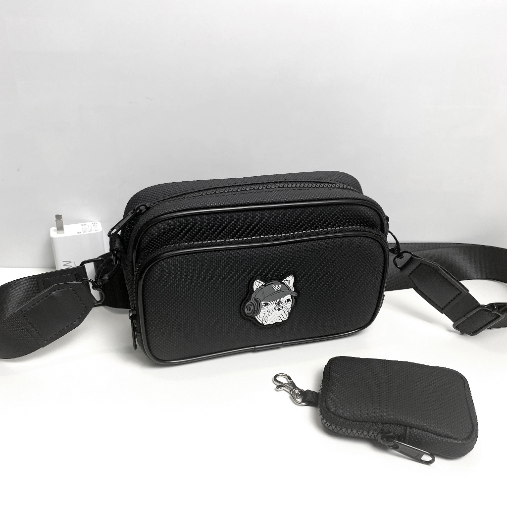 Túi đeo chéo da nam LW MULTIBAG CrossBody màu đen chống nước