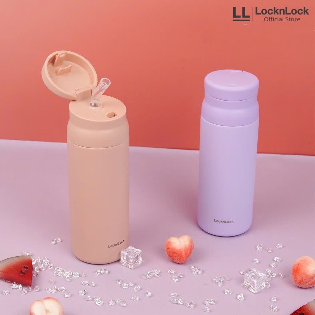 Bình Giữ Nhiệt LocknLock Wanna Be One LHC3258 Dung Tích 350ml, 2 Màu, Kèm Ống Hút, Mở Nắp 1 Chạm - K-MALL