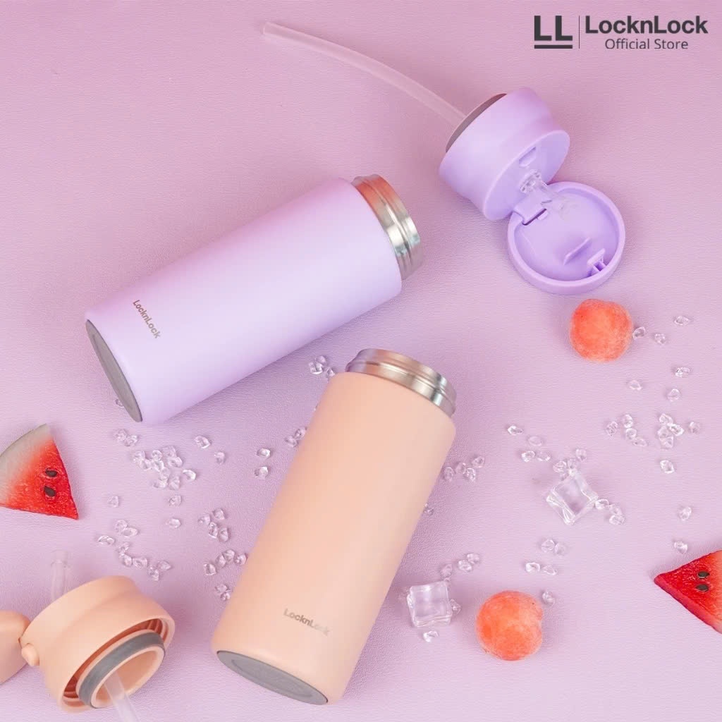 Bình Giữ Nhiệt LocknLock Wanna Be One LHC3258 Dung Tích 350ml, 2 Màu, Kèm Ống Hút, Mở Nắp 1 Chạm - K-MALL
