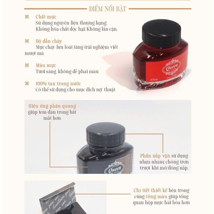 Ảnh Mực viết máy Queen 45ml - Classic Edition/Phiên bản Cổ Điển FPI-02 4