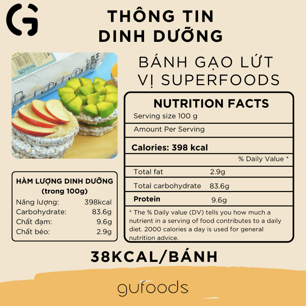 Ảnh Bánh gạo lứt ăn kiêng GUfoods vị Superfoods - Không chiên dầu, Không đường, Eat clean, Healthy, Gym (170g/300g/510g) 3
