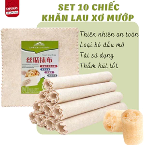 Khăn Lau Xơ Mướp Sợi Tự Nhiên Thấm Hút Tốt, Khăn Lau Chén Dĩa Chống Dầu Mỡ, Tái Sử Dụng