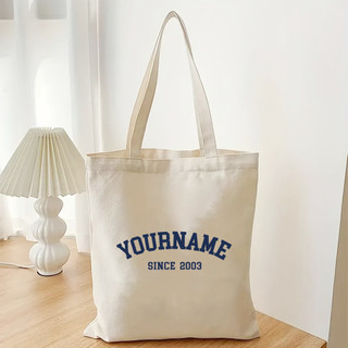 Túi tote, Túi vải bố canvas cotton in tên và năm sinh theo yêu cầu Basic đeo vai thời trang hàn quốc đựng vừa A4 - yc196