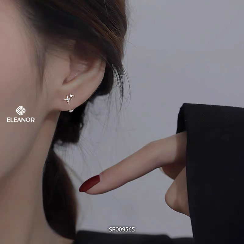 Bông tai nữ chuôi bạc 925 Eleanor Accessories ngôi sao đính đá phụ kiện trang sức khuyên tai 9565