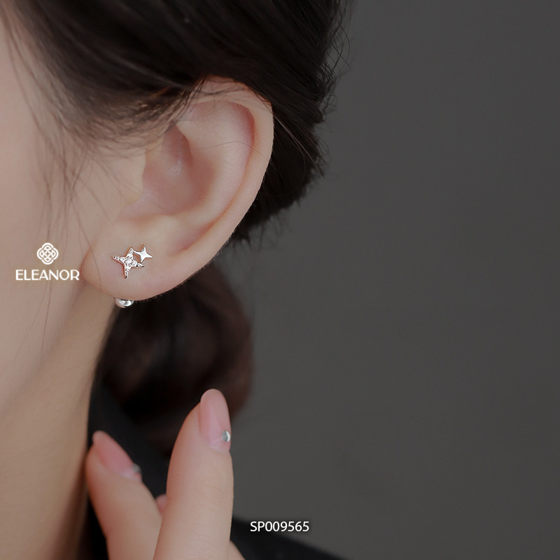 Bông tai nữ chuôi bạc 925 Eleanor Accessories ngôi sao đính đá phụ kiện trang sức khuyên tai 9565
