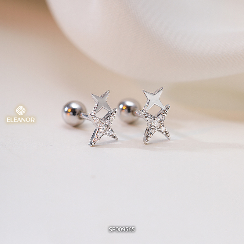 Bông tai nữ chuôi bạc 925 Eleanor Accessories ngôi sao đính đá phụ kiện trang sức khuyên tai 9565
