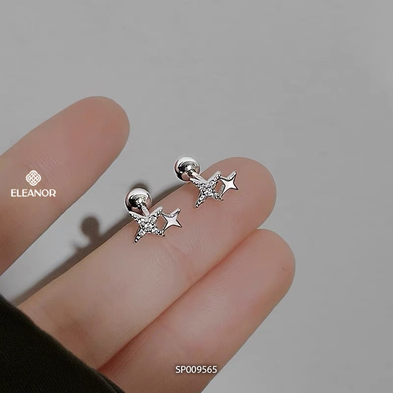 Bông tai nữ chuôi bạc 925 Eleanor Accessories ngôi sao đính đá phụ kiện trang sức khuyên tai 9565