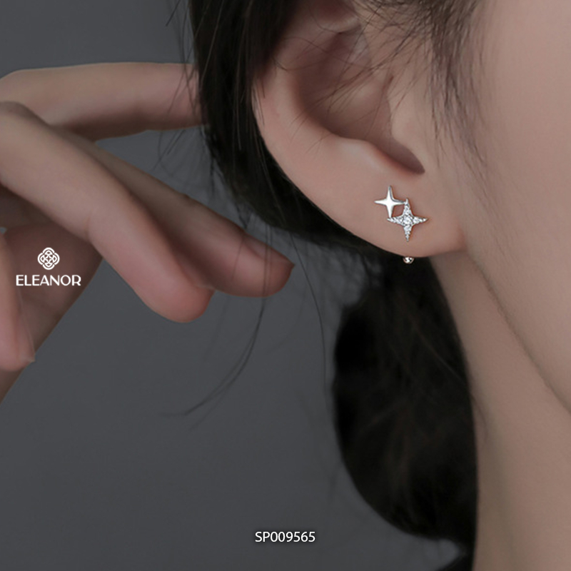 Bông tai nữ chuôi bạc 925 Eleanor Accessories ngôi sao đính đá phụ kiện trang sức khuyên tai 9565