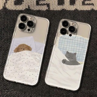Ốp Lưng iPhone Pet Sleep Viền Thẳng Chống Sốc, Trong Suốt Bảo Vệ Camera - iP 7/8/X/XS/11/12/13/14/15/16/17/Plus/Pro/Max