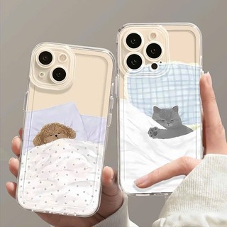 Ốp Lưng iPhone Pet Sleep Viền Thẳng Chống Sốc, Trong Suốt Bảo Vệ Camera - iP 7/8/X/XS/11/12/13/14/15/16/17/Plus/Pro/Max