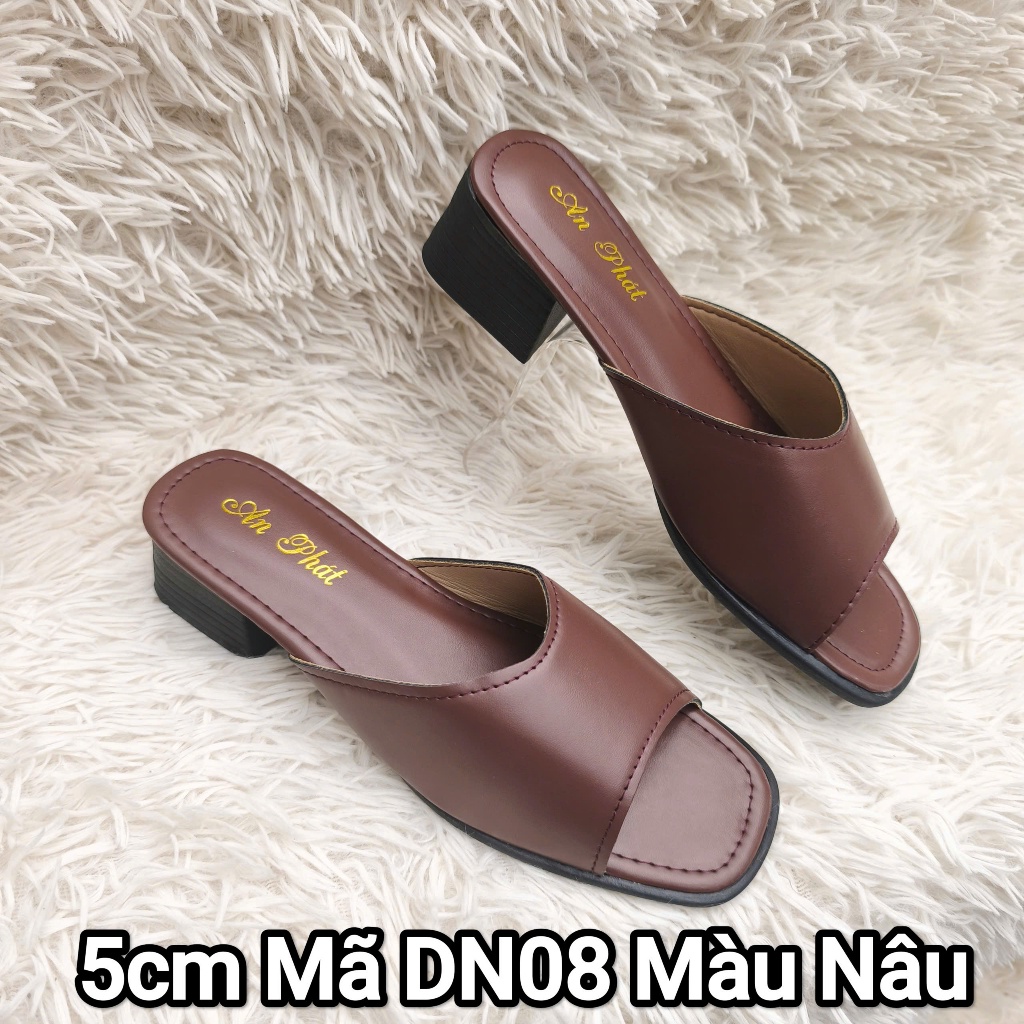 Dép nữ da sịn thật mã DN36 cao 5cm - dép da trung niên