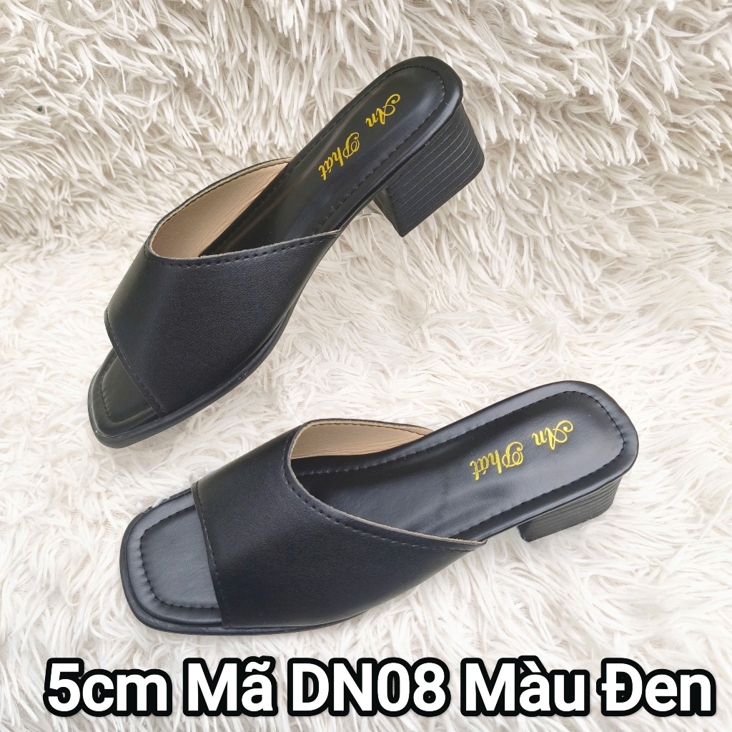 Dép nữ da sịn thật mã DN36 cao 5cm - dép da trung niên