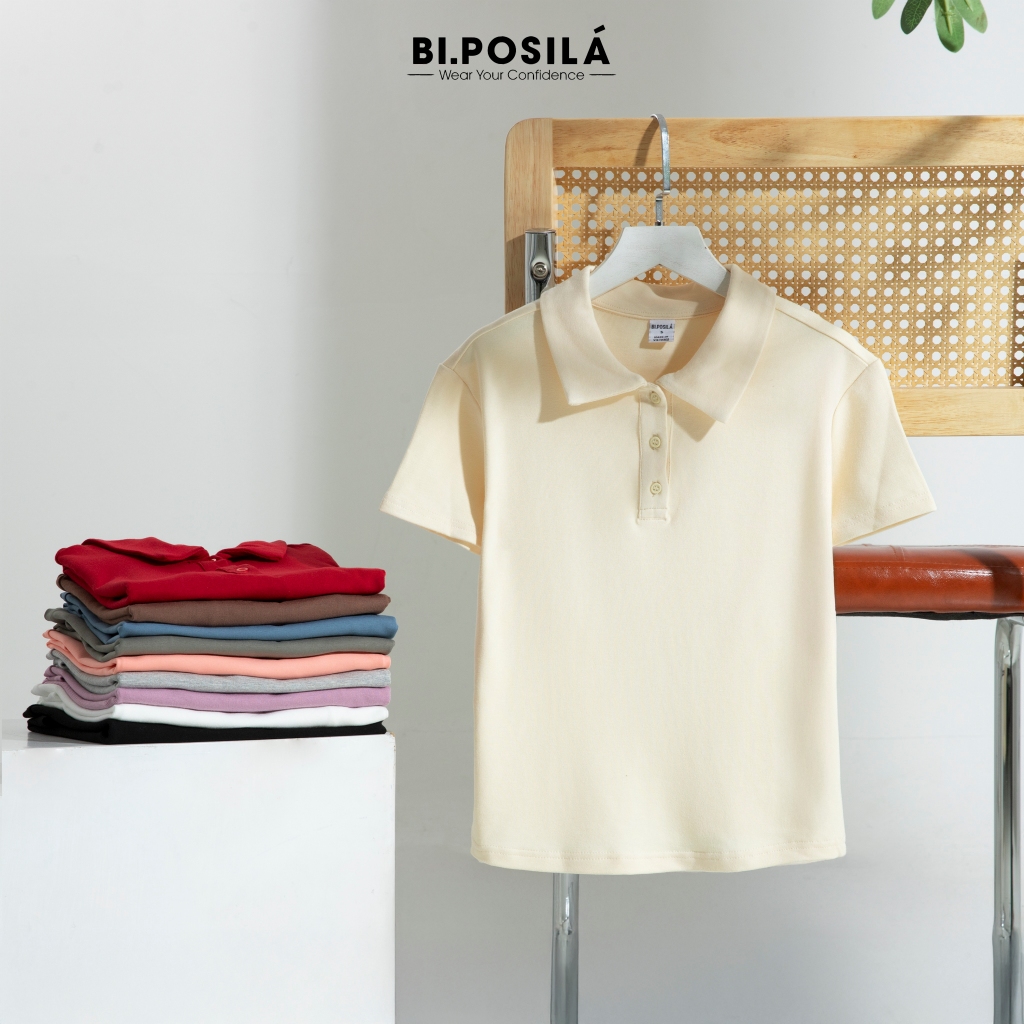 [A10] ÁO THUN POLO NỮ BASIC DÁNG LỬNG FORM SLIMFIT VẢI COTTON BORIP MỀM MỊN MÁT BI.POSILÁ Áo Sinh Viên