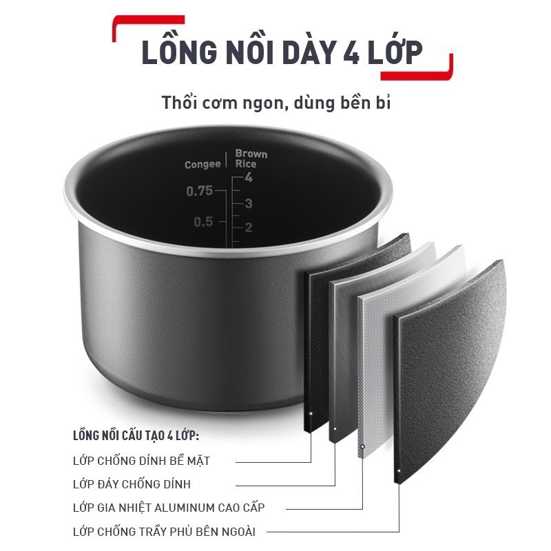Nồi cơm điện tử Tefal Rice Mate Mini 0.7L RK515168 - Nhỏ gọn - Bảo hành chính hãng 24 tháng