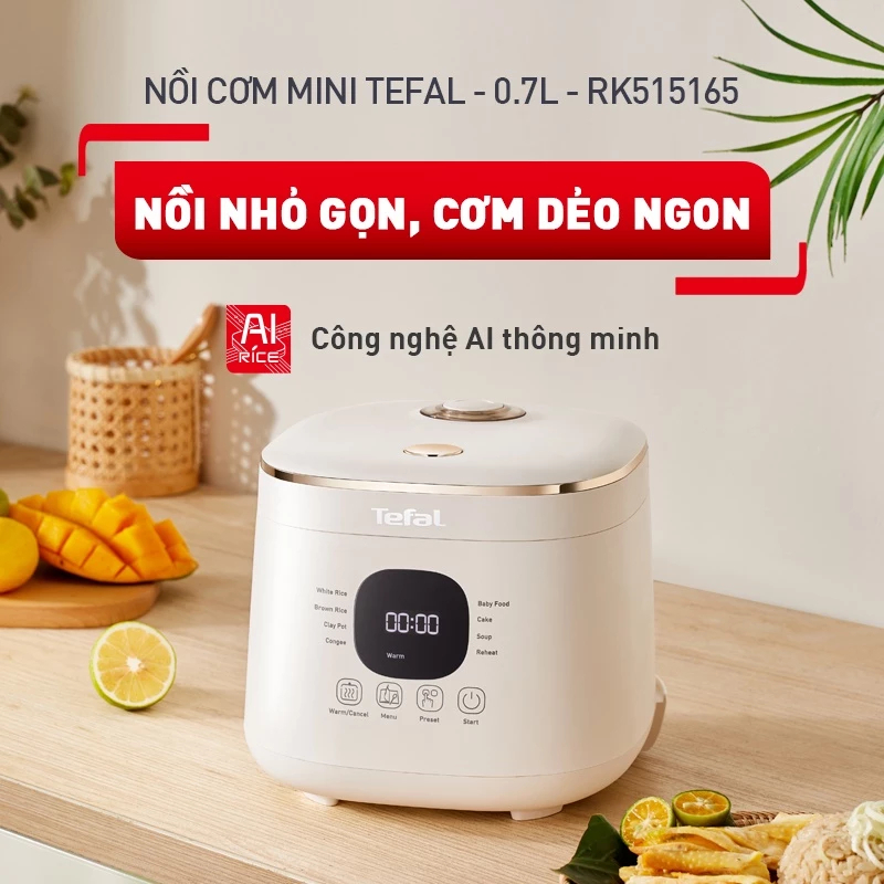 Nồi cơm điện tử Tefal Rice Mate Mini 0.7L RK515168 - Nhỏ gọn - Bảo hành chính hãng 24 tháng
