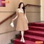 Đầm thiết kế BEMINE cổ trụ phối nơ lá dáng chữ A phù hợp đi làm-MT10079
