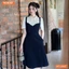 Đầm thiết kế BEMINE cổ đức phối xếp ly giả yếm dáng chữ A phù hợp đi làm, đi chơi-MT10087