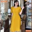 Đầm thiết kế BEMINE cổ tròn đính cúc dáng chữ A tay ngắn phù hợp đi làm, đi dạo phố-MT10100