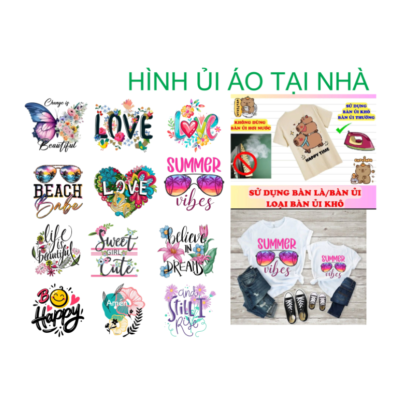 [Hình in pet ủi nhiệt]Hình ủi áo tại nhà bằng bàn là bàn ủi-HÌNH HOA ỦI ÁO-miếng vá áo trang trí che vết rách vết lỗi.