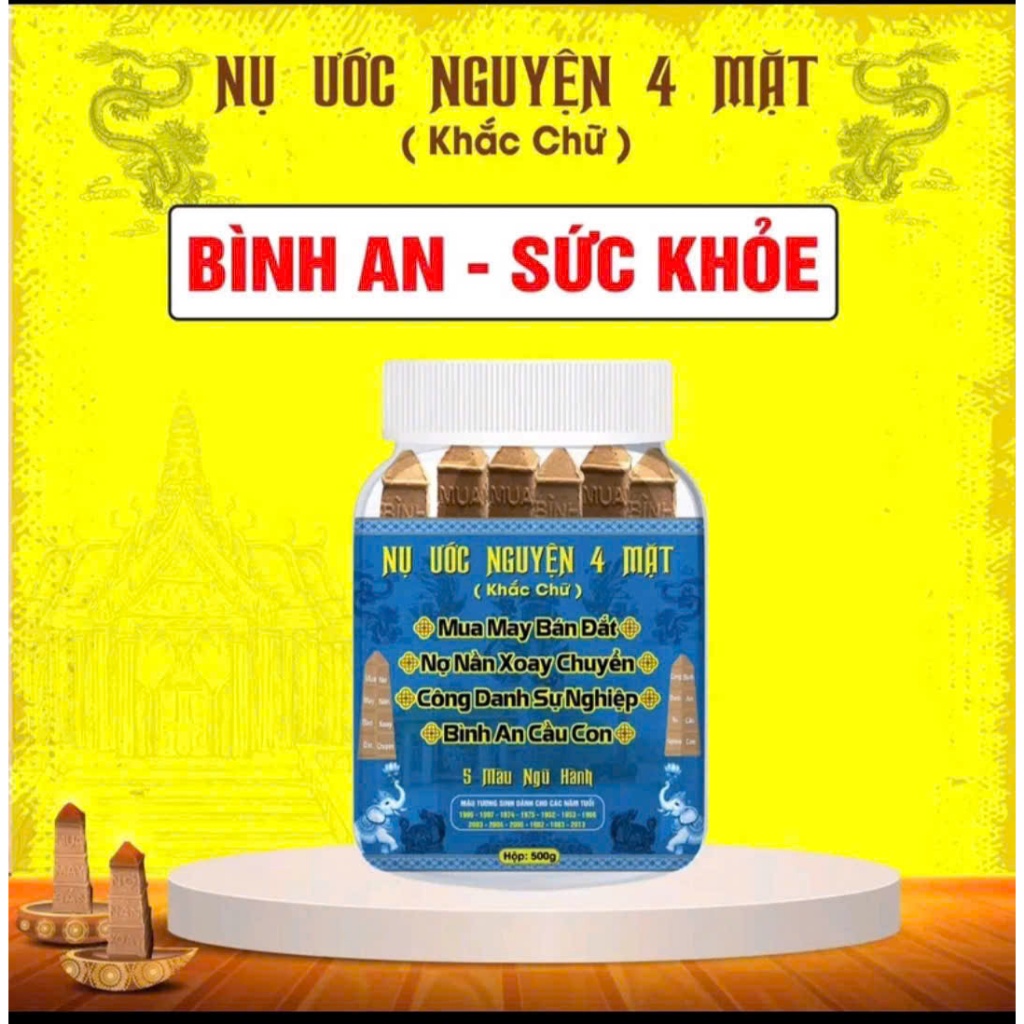 NỤ ƯỚC NGUYỆN 4 MẶT - Cầu may mắn - Hộp 30 nụ