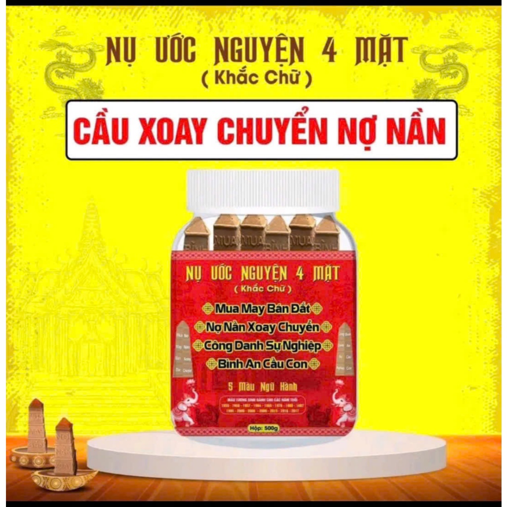 NỤ ƯỚC NGUYỆN 4 MẶT - Cầu may mắn - Hộp 30 nụ