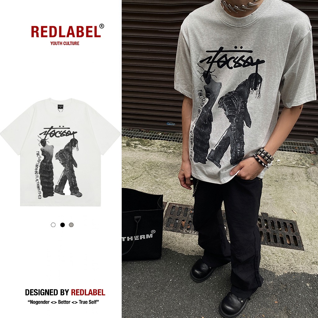 Áo Thun REDLABEL "STUSSY" Tshirt, Áo Phông Nam Nữ Form Rộng Tay Lỡ Cao Cấp Cá Tính Chất Cotton Dày Dặn TS12