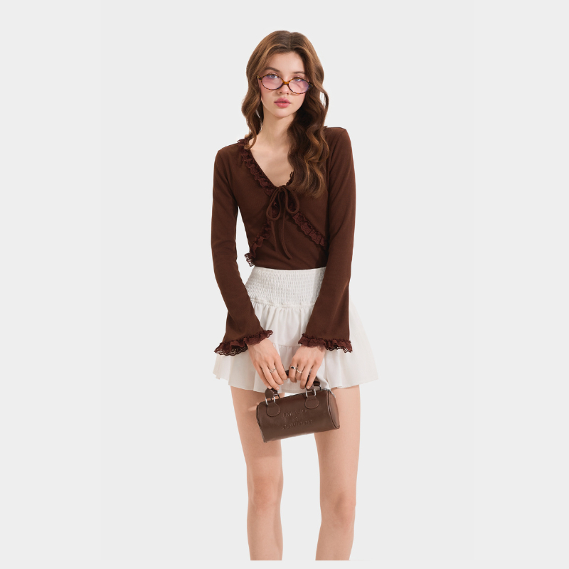Ảnh Áo Thun Kiểu Nữ MARC FASHION Form Ôm Tay Dài  Phối Viền - FAQH100524 2