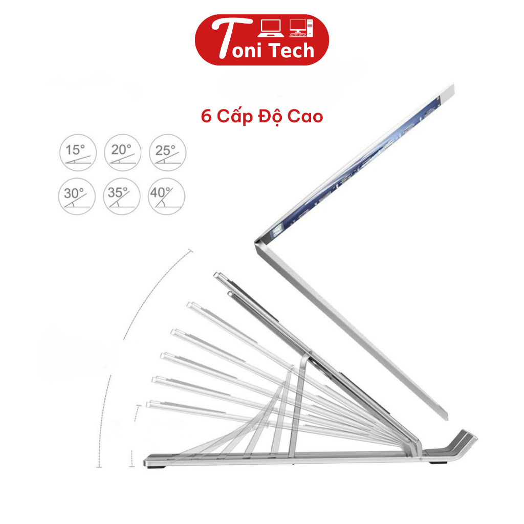 Giá đỡ Laptop, Kệ đỡ Laptop, Kệ kê Laptop, Kệ đỡ Laptop, Kê Laptop hợp kim NHÔM cao cấp, 7 cấp độ chỉnh độ cao. | BigBuy360 - bigbuy360.vn