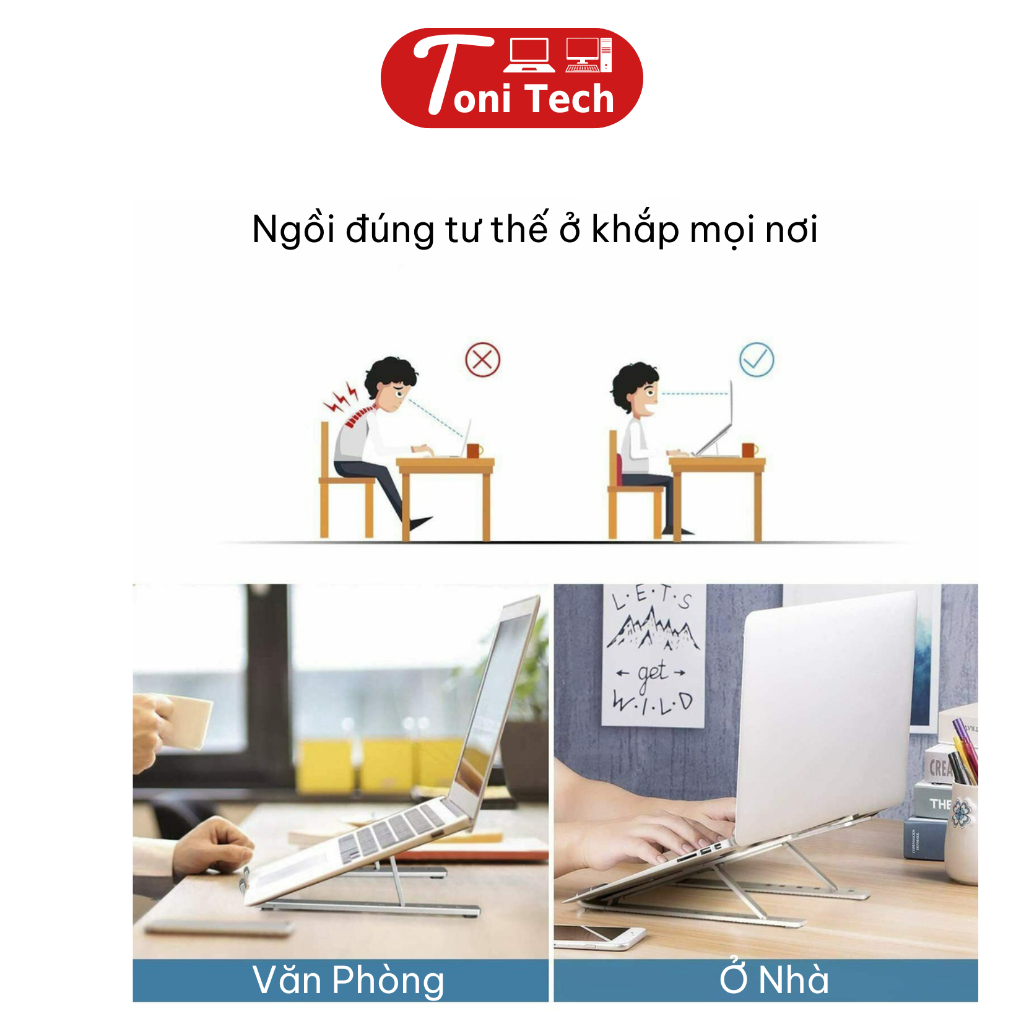 Giá đỡ Laptop, Kệ đỡ Laptop, Kệ kê Laptop, Kệ đỡ Laptop, Kê Laptop hợp kim NHÔM cao cấp, 7 cấp độ chỉnh độ cao. | BigBuy360 - bigbuy360.vn