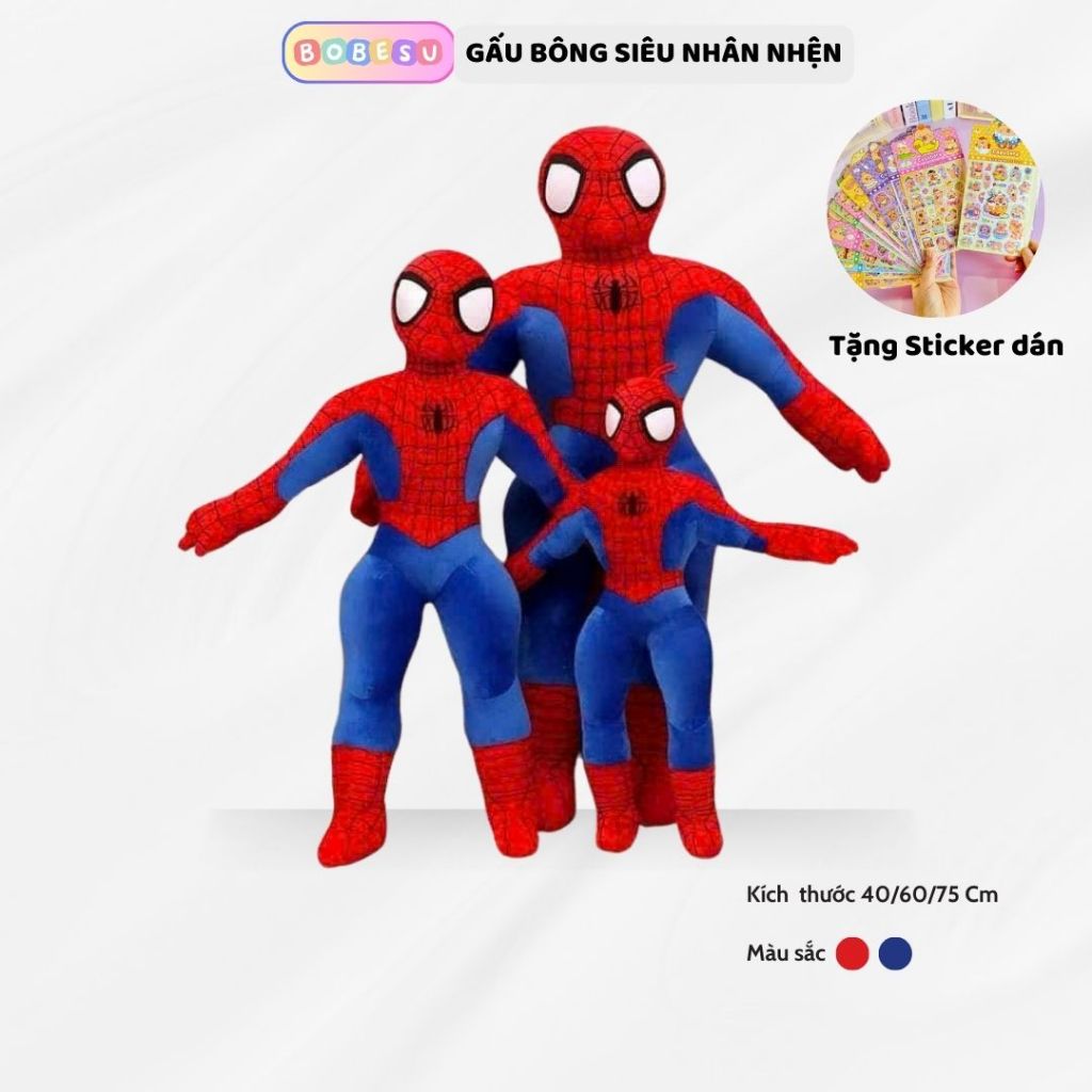 [ TẶNG DÁN STICKER ] Gấu bông siêu nhân nhện đỏ dáng đứng Gấu bông người nhện quà tặng cho bé