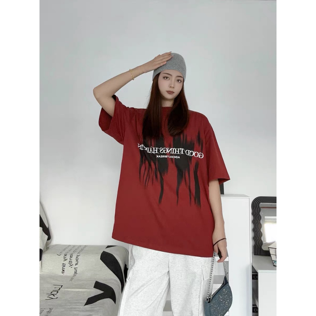 Áo Thun REDLABEL "HAPPENS" Tshirt, Áo Phông Nam Nữ Form Rộng Tay Lỡ Cao Cấp Cá Tính Chất Cotton Dày Dặn TS13