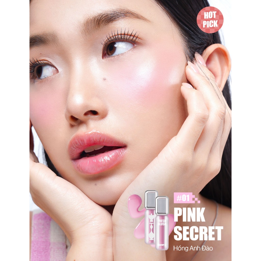 Ảnh [Glamrr Q x KOL] Má Hồng Kem Căng Bóng Glamrr Q Glow Lasting Fresh Blush 3.8g 2