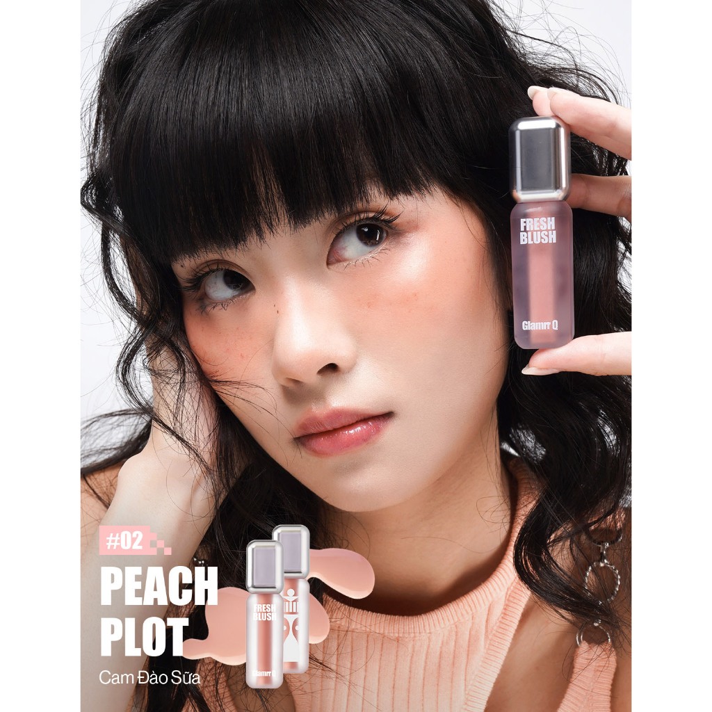 Ảnh [Glamrr Q x KOL] Má Hồng Kem Căng Bóng Glamrr Q Glow Lasting Fresh Blush 3.8g 3