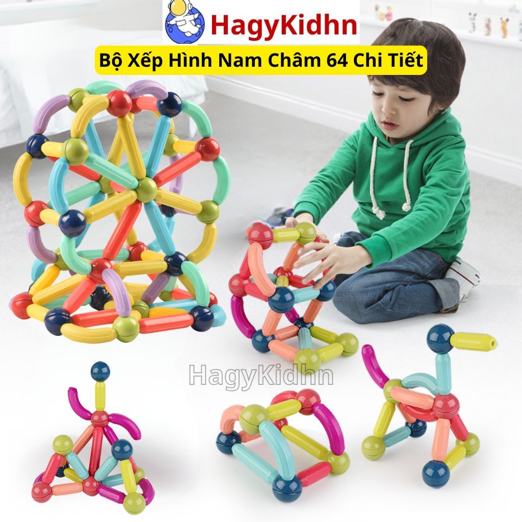 Đồ Chơi Xếp Hình Nam Châm 64 Chi Tiết Cho Bé Hagykidhn Đồ Chơi Giáo Dục Ghép Hình Montessori Giúp Bé Phát Triển Trí Tuệ