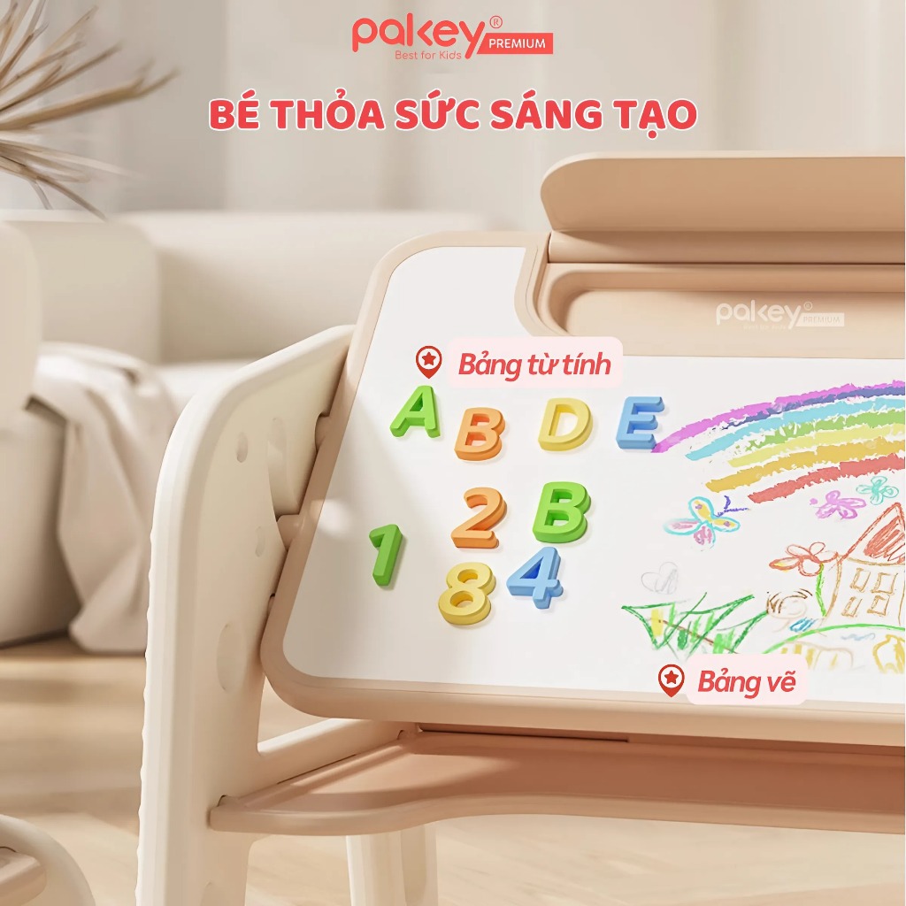 Ảnh Bộ Bàn Ghế Pakey Đa Năng Tích Hợp Nhiều Trò Chơi Cho Bé, Bàn Học Có Bảng Vẽ, Hộc Bàn Lớn Cho Trẻ Em 3