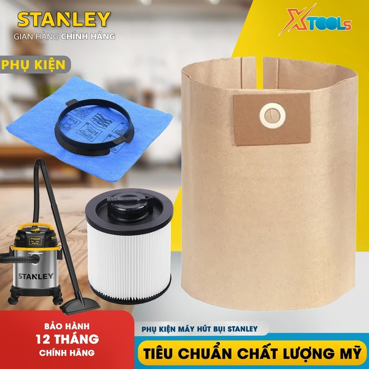 Túi đựng bụi, túi lọc bụi, bộ lọc Hepa và lưới lọc hút ướt dành cho máy hút bụi Stanley chính hãng, phụ kiện máy hút bụi