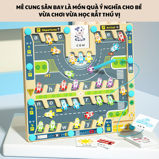 Đồ chơi giáo dục-Đồ chơi trí tuệ, bảng gỗ Điều hành sân bay, bảng to 30cm x 30cm